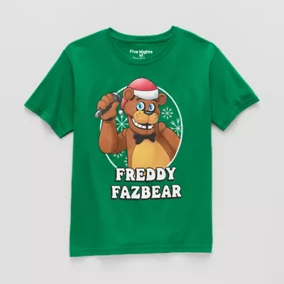 Little & Big Kid Boys Crew Neck Short Sleeve Regular Fit Five Nights at Freddys Graphic T-Shirt