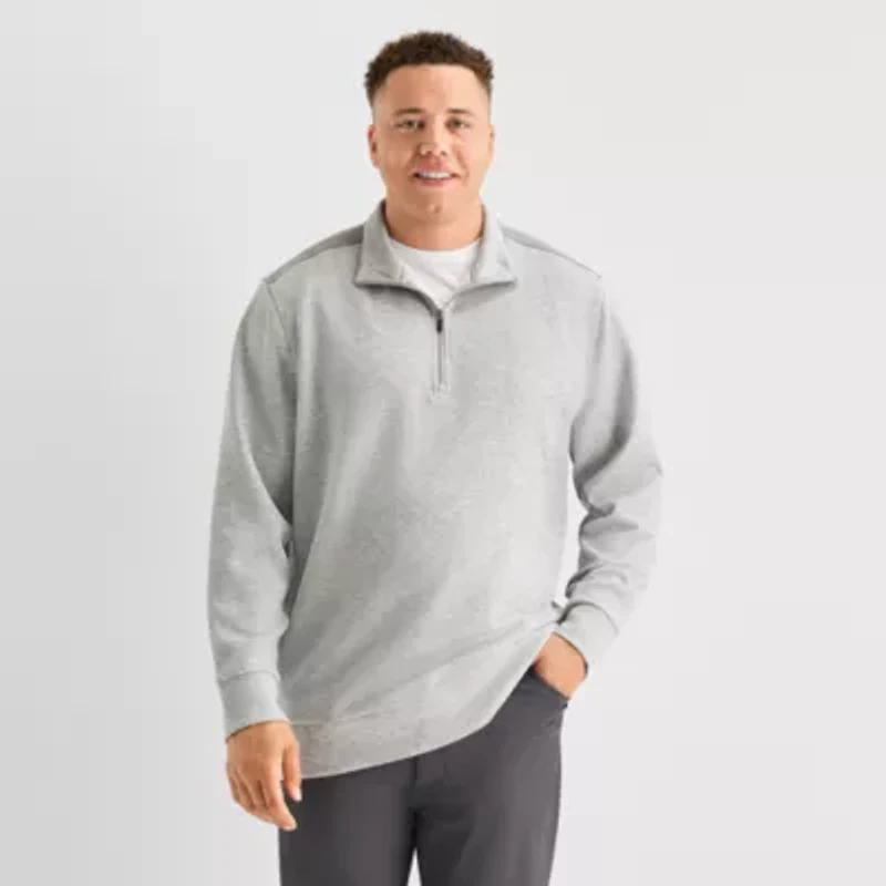Stylus Mens High Neck Long Sleeve Big and Tall Quarter-Zip Pullover