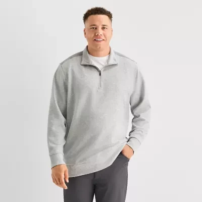 Stylus Mens High Neck Long Sleeve Big and Tall Quarter-Zip Pullover