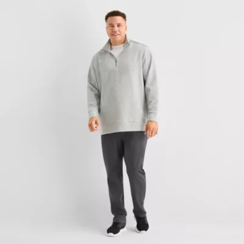 Stylus Mens High Neck Long Sleeve Big and Tall Quarter-Zip Pullover