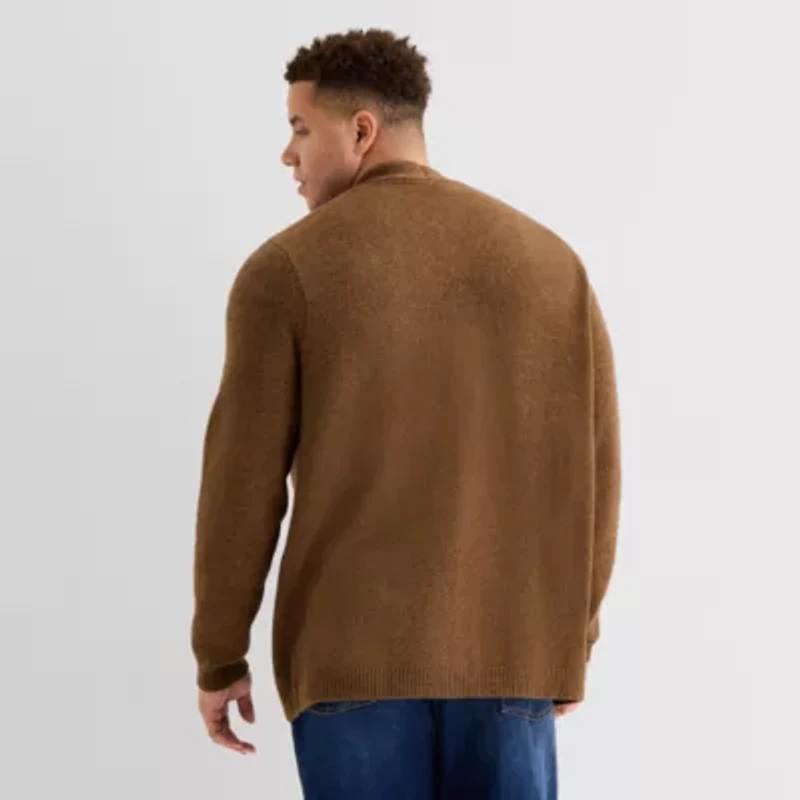 mutual weave Mens V Neck Long Sleeve Button Open Front Big and Tall Cardigan