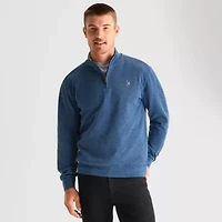 U.S. Polo Assn. Flatback Mens Mock Neck Long Sleeve Quarter-Zip Pullover