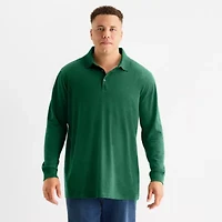 St. John's Bay Super Soft Jersey Big and Tall Mens Classic Fit Long Sleeve Polo Shirt