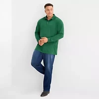 St. John's Bay Super Soft Jersey Big and Tall Mens Classic Fit Long Sleeve Polo Shirt