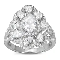DiamonArt® Womens 3 1/2 CT. T.W Lab Created White Cubic Zirconia Sterling Silver Cocktail Ring