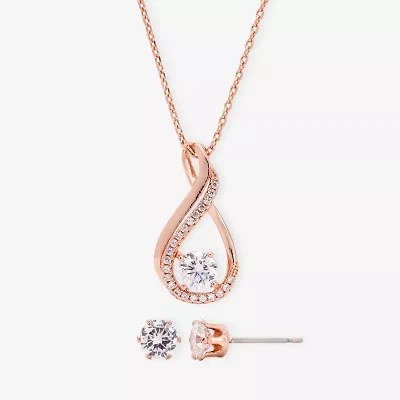 Sparkle Allure Womens Cubic Zirconia 18K Rose Gold Over Brass 2-pc. Jewelry Set