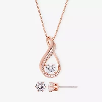 Sparkle Allure Womens Cubic Zirconia 18K Rose Gold Over Brass 2-pc. Jewelry Set