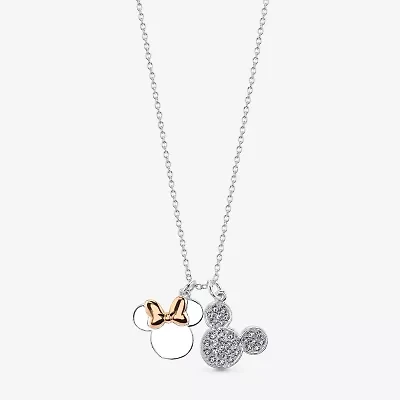 Disney Classics Womens Crystal Pure Silver Over Brass 18 Inch Pendant Necklace