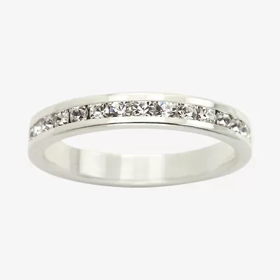 Sparkle Allure Womens 3MM Crystal Pure Silver Over Brass Hypoallergenic Band