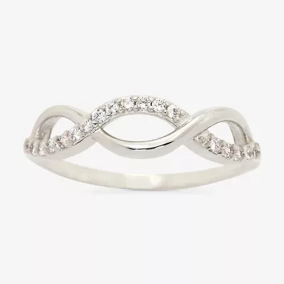 Sparkle Allure Womens White Cubic Zirconia Pure Silver Over Brass Hypoallergenic Band