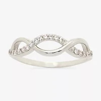Sparkle Allure Womens White Cubic Zirconia Pure Silver Over Brass Hypoallergenic Band