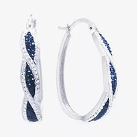 Sparkle Allure Womens Blue Crystal 35mm Oval Hoop Earrings