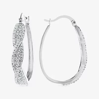 Sparkle Allure Womens Blue Crystal 35mm Oval Hoop Earrings