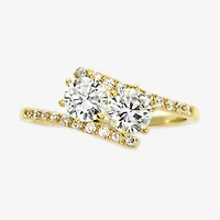 Sparkle Allure Womens White Cubic Zirconia 14K Gold Over Brass Hypoallergenic Bypass  Engagement Ring