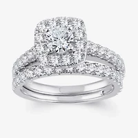 2 CT.T.W. Natural Diamond Cushion Halo Bridal Set 10K or 14K Gold