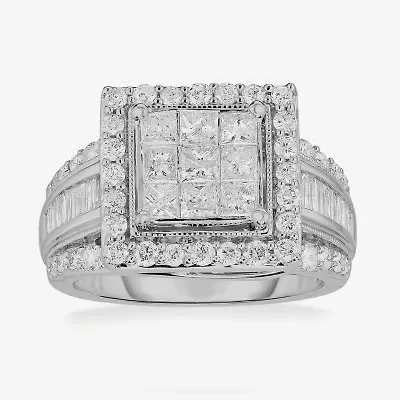 2 CT.T.W. Natural Diamond Side Stone Halo Engagement Ring 10K or 14K Gold