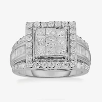 2 CT.T.W. Natural Diamond Side Stone Halo Engagement Ring 10K or 14K Gold