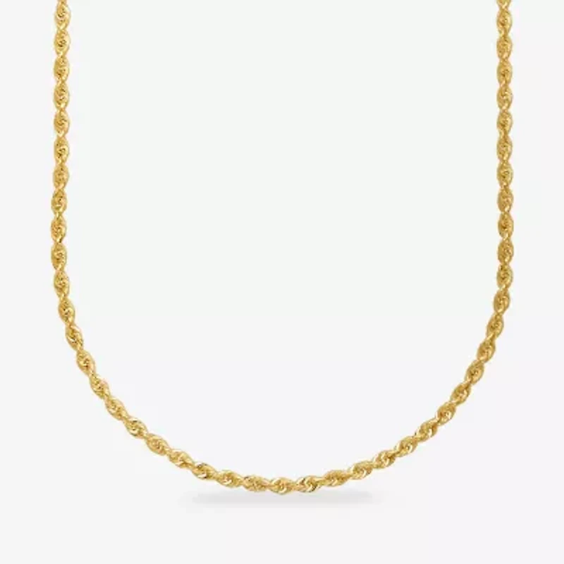 14K Yellow Gold 1.8mm Hollow Rope Chain Necklace