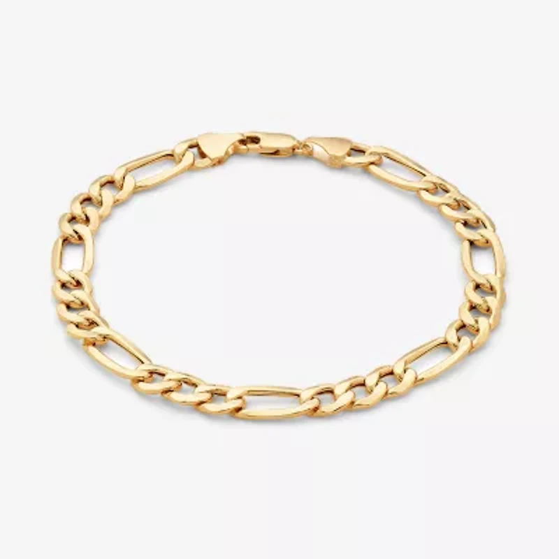 Made in Italy Mens 10K Gold 8 1/2 Inch Figaro Chain Bracelet