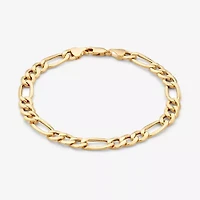 Made in Italy Mens 10K Gold 8 1/2 Inch Figaro Chain Bracelet