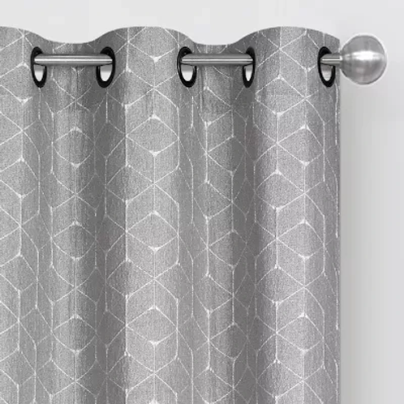 Regal Home Geo Cube Jacquard Grommet Top Light-Filtering Set of 2 Curtain Panel