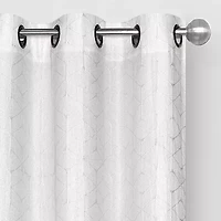 Regal Home Geo Cube Jacquard Grommet Top Light-Filtering Set of 2 Curtain Panel