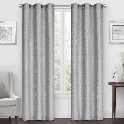 Regal Home Geo Cube Jacquard Grommet Top Light-Filtering Set of 2 Curtain Panel