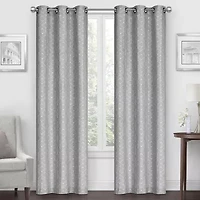 Regal Home Geo Cube Jacquard Grommet Top Light-Filtering Set of 2 Curtain Panel