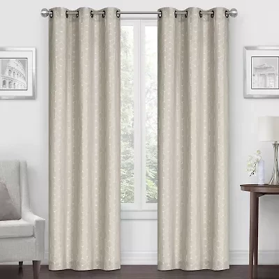 Regal Home Geo Cube Jacquard Grommet Top Light-Filtering Set of 2 Curtain Panel