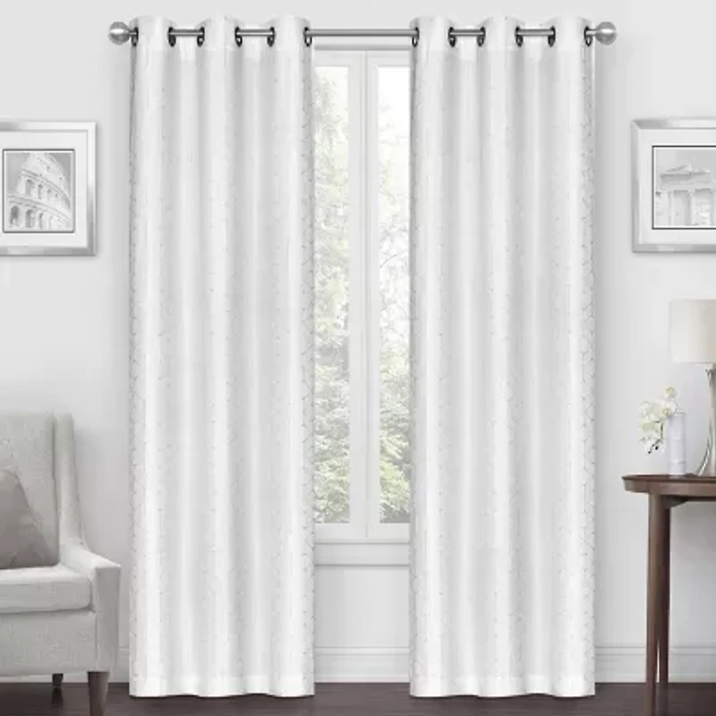 Regal Home Geo Cube Jacquard Grommet Top Light-Filtering Set of 2 Curtain Panel