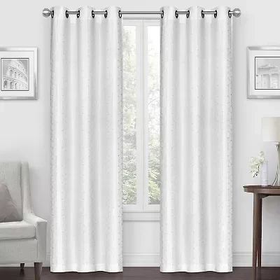 Regal Home Geo Cube Jacquard Grommet Top Light-Filtering Set of 2 Curtain Panel