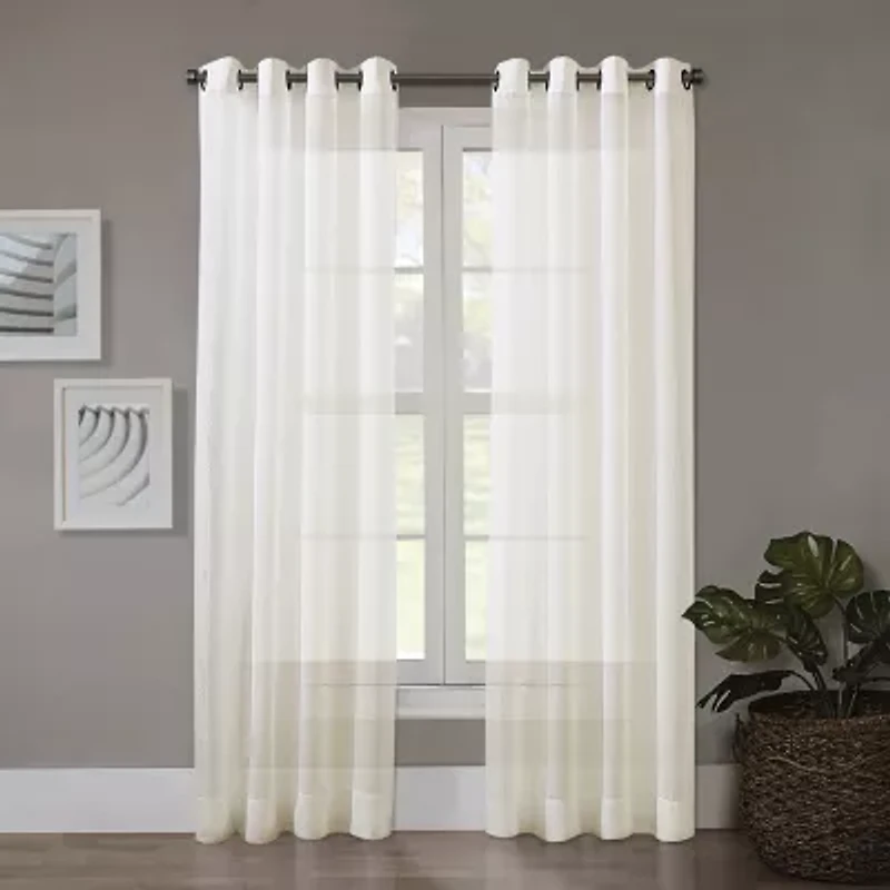 Regal Home Crushed Voile Solid Grommet Top Sheer Single Curtain Panel