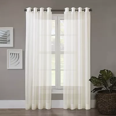 Regal Home Crushed Voile Solid Grommet Top Sheer Single Curtain Panel