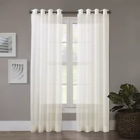 Regal Home Crushed Voile Solid Grommet Top Sheer Single Curtain Panel