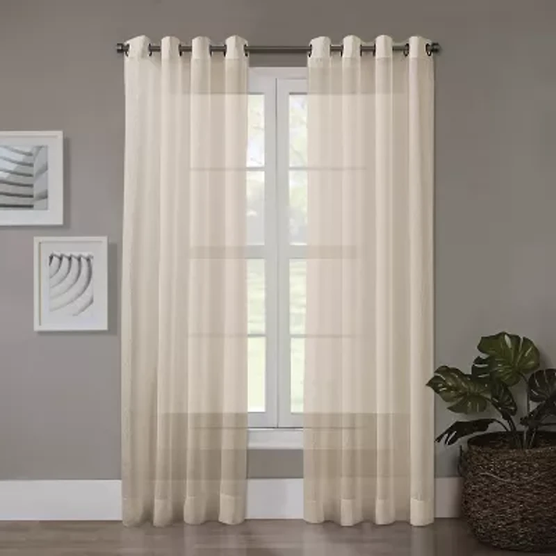 Regal Home Crushed Voile Solid Grommet Top Sheer Single Curtain Panel