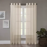 Regal Home Crushed Voile Solid Grommet Top Sheer Single Curtain Panel