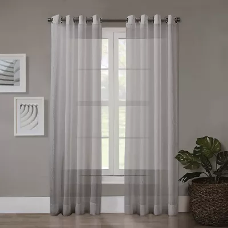 Regal Home Crushed Voile Solid Grommet Top Sheer Single Curtain Panel