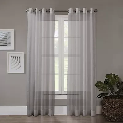 Regal Home Crushed Voile Solid Grommet Top Sheer Single Curtain Panel