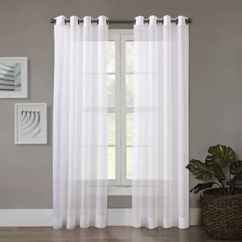 Regal Home Crushed Voile Solid Grommet Top Sheer Single Curtain Panel