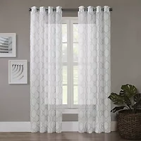 Regal Home Crushed Voile Geo Print Grommet Top Sheer Single Curtain Panel