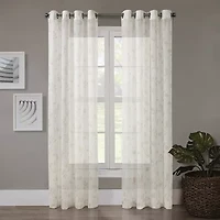 Regal Home Crushed Voile Leaves Print Grommet Top Sheer Single Curtain Panel