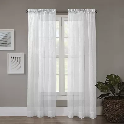 Regal Home Embroidered Voile Rod Pocket Sheer Single Curtain Panel
