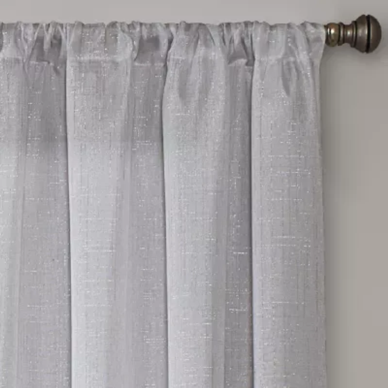 Regal Home Lombardi Solid Metallic Rod Pocket Sheer Single Curtain Panel