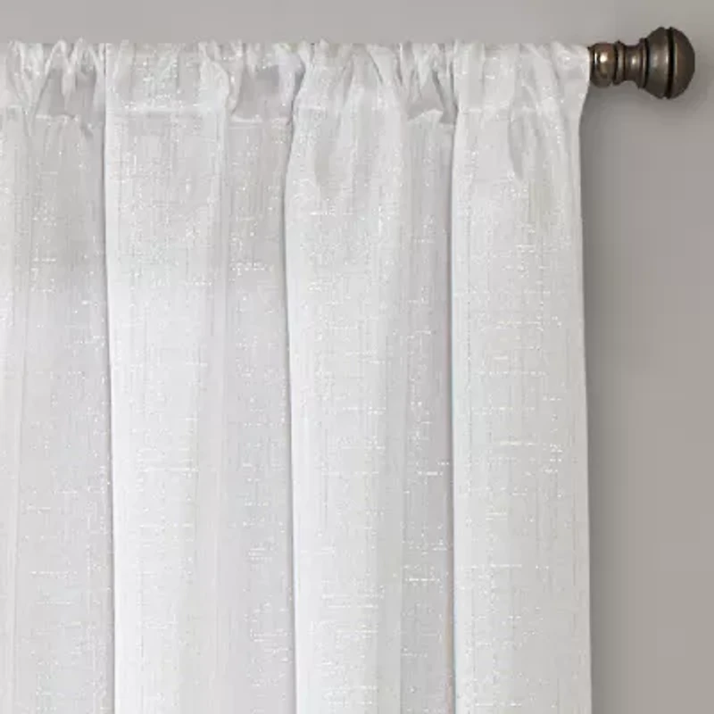 Regal Home Lombardi Solid Metallic Rod Pocket Sheer Single Curtain Panel