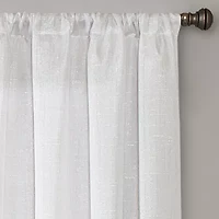 Regal Home Lombardi Solid Metallic Rod Pocket Sheer Single Curtain Panel