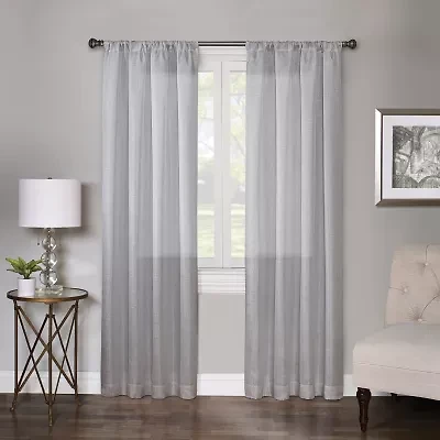 Regal Home Lombardi Solid Metallic Rod Pocket Sheer Single Curtain Panel