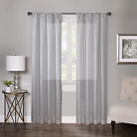 Regal Home Lombardi Solid Metallic Rod Pocket Sheer Single Curtain Panel
