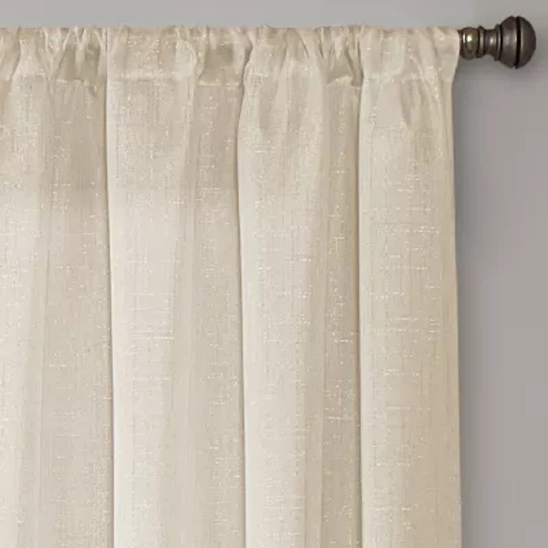 Regal Home Lombardi Solid Metallic Rod Pocket Sheer Single Curtain Panel