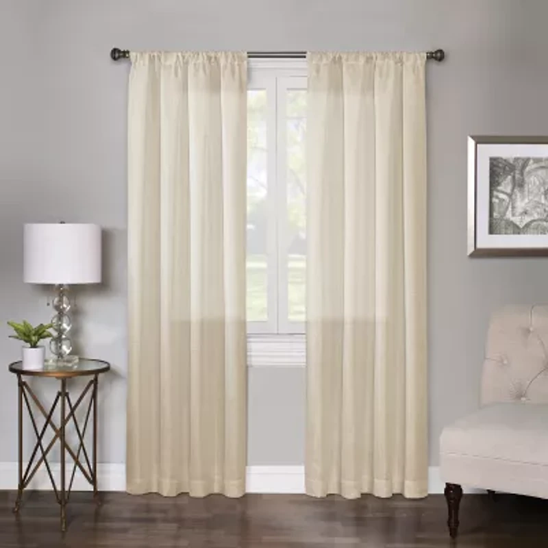 Regal Home Lombardi Solid Metallic Rod Pocket Sheer Single Curtain Panel