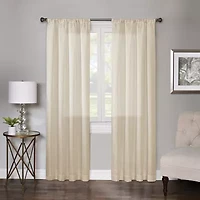 Regal Home Lombardi Solid Metallic Rod Pocket Sheer Single Curtain Panel
